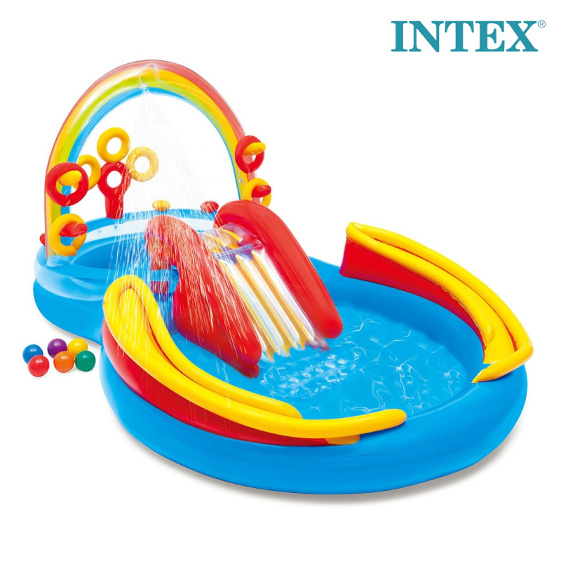 Intex® Παιδική Πισίνα με Νεροτσουλήθρα, Παιχνίδια & Ντουζάκι 297x193x135cm για Ηλικίες 3+